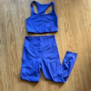 Girlfriend Collective Purple Pansy Paloma top + compression capri legging small